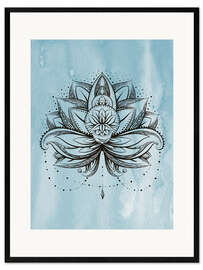 Gerahmter Kunstdruck Lotus Zen Aquarell