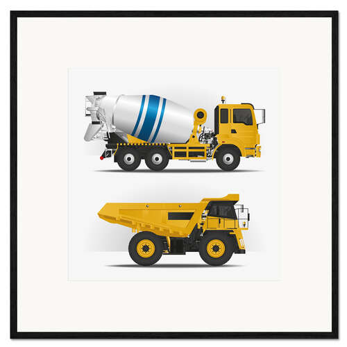 Framed art print Construction sites vehicles