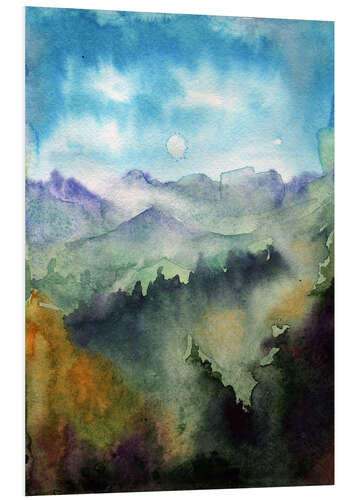 Foam board print Mountain panorama watercolour