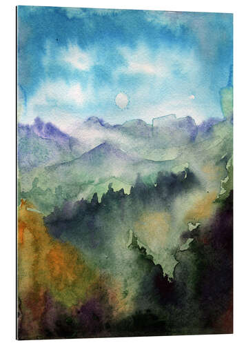 Tableau en plexi-alu Paysage montagneux aquarelle