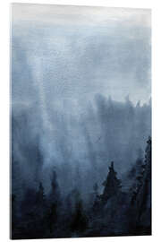 Acrylglasbild Nebel über dem Wald