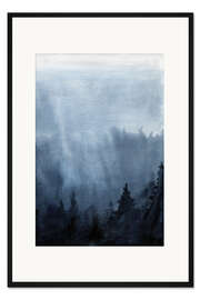 Gerahmter Kunstdruck Nebel über dem Wald