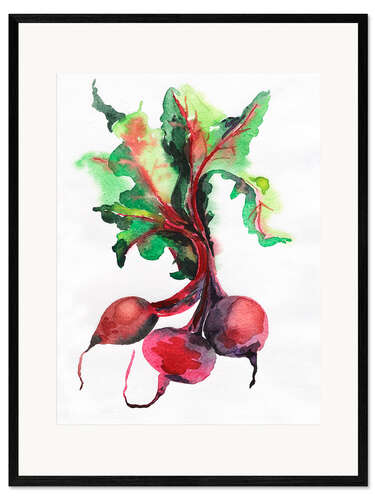 Kehystetty taidepainatus Radish watercolor