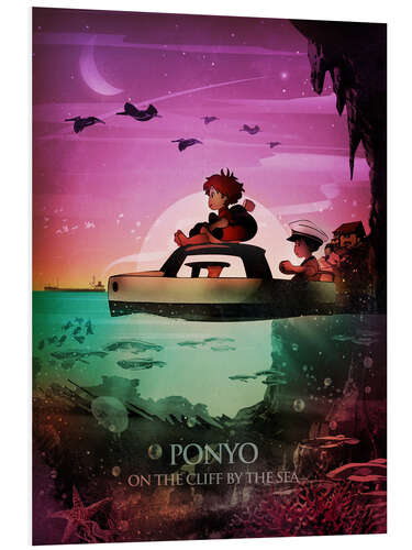 Tableau en PVC Ponyo sur la falaise (anglais)