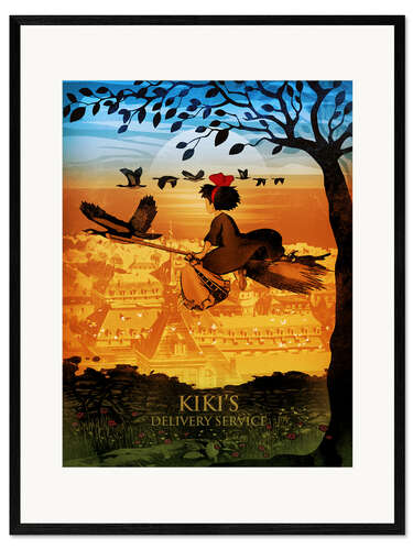 Impression artistique encadrée Kiki la petite sorcière (anglais)