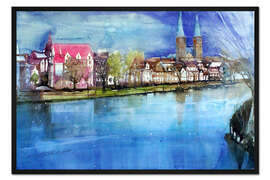 Gerahmter Kunstdruck Lübeck, Malerwinkel mit Dom