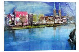 Foam board print Lübeck, painter angle with cathedral