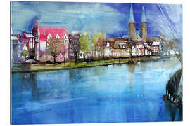 Tableau en plexi-alu Lübeck, painter angle with cathedral