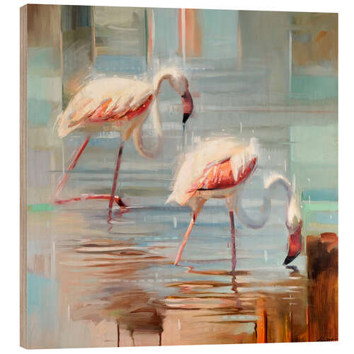Obraz na drewnie Sardinian flamingos II