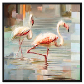 Gerahmter Kunstdruck Sardinische Flamingos I