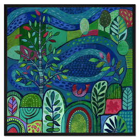 Gerahmter Kunstdruck Vogel am Teich