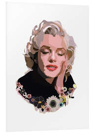 Stampa su PVC Marilyn Monroe With Flowers