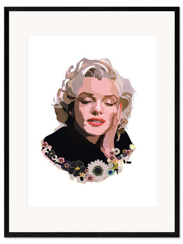 Gerahmter Kunstdruck Marilyn Monroe With Flowers
