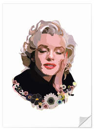 Sticker mural Marilyn Monroe With Flowers