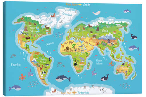 Canvas-taulu World Map - Italian