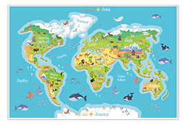 Plakat World Map - Italian