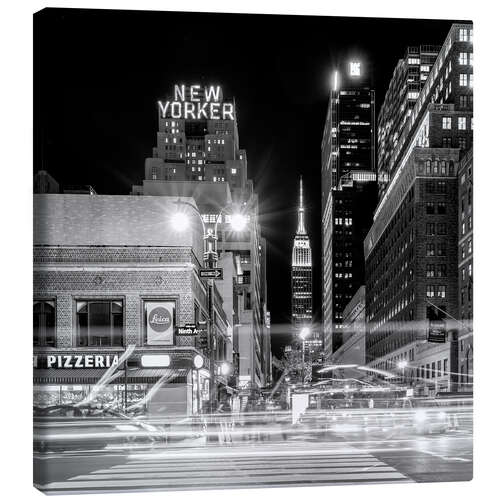 Canvas-taulu Ninth Ave, New Yorker * Empire State Building (monochrome)