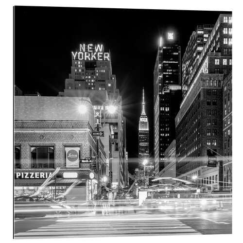 Tableau en plexi-alu Ninth Ave, New Yorker * Empire State Building (monochrome)