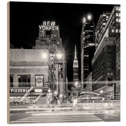 Tableau en bois Ninth Ave, New Yorker * Empire State Building (monochrome)