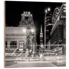 Wood print Ninth Ave, New Yorker * Empire State Building (monochrome)