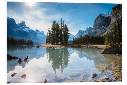 Print på skumplade Iconic Spirit Island, Maligne Lake, Canada