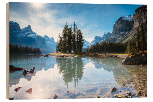 Holzbild Spirit Island, Maligne Lake, Kanada