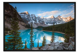 Gerahmter Kunstdruck Sonnenuntergang über See Moraine, Banff, Kanada