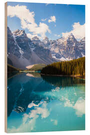 Holzbild Lake Moraine in den kanadischen Rocky Mountains