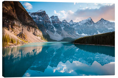 Canvastavla Solnedgång över Moraine Lake, Banff, Kanada