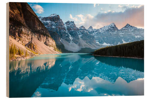 Trätavla Solnedgång över Moraine Lake, Banff, Kanada