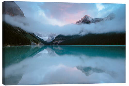 Stampa su tela Dawn at lake Louise, Banff, Canada