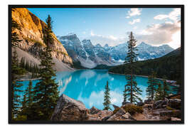 Gerahmter Kunstdruck Sonnenuntergang über Moraine See, Kanada