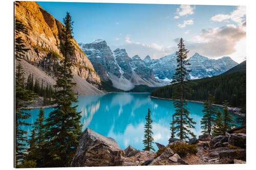 Cuadro de plexi-alu Atardecer en el lago Moraine, Canadá