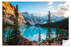 Selvklebende plakat Sunset over Moraine lake, Canada