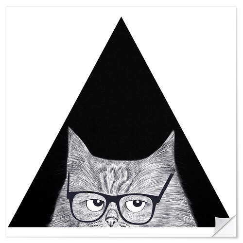 Wandsticker Smart cat in triangle