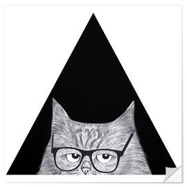 Wandsticker Smart cat in triangle