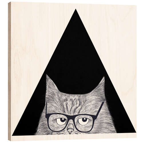 Holzbild Smart cat in triangle