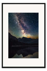 Gerahmter Kunstdruck Milchstraße über den Bergen