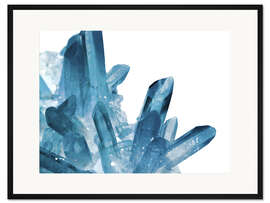 Gerahmter Kunstdruck Kristall in Blau