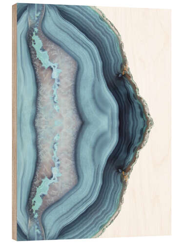 Wood print Light blue agate