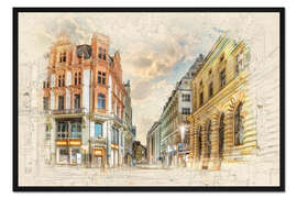 Gerahmter Kunstdruck Leipzig Innenstadt Peterstraße