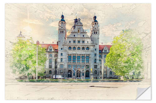 Selvklebende plakat Leipzig New Town Hall