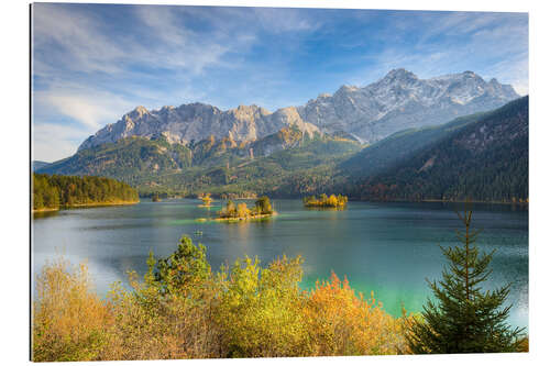 Gallery print Autumn at the Eibsee with a view to the Zugspitze