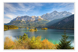 Wall print  Autumn at the Eibsee with a view to the Zugspitze - Michael Valjak