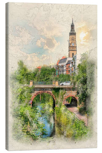 Canvas print Leipzig, Karl Heine Canal, King Albert Bridge