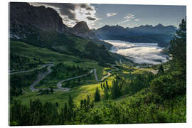 Acrylglasbild Morgenstimmung am Grödner Joch