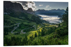 Tableau en aluminium Morning ligt at Passo Gardena