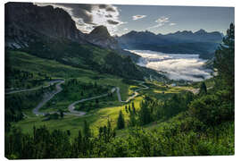 Canvas print Morning ligt at Passo Gardena