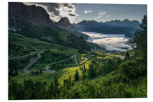 Foam board print Morning ligt at Passo Gardena