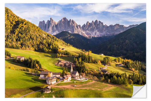 Wandsticker Herbst in Funes, Dolomiten